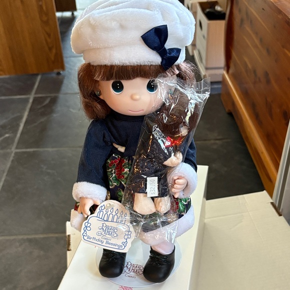 Precious Moments Doll in Navy and White with Brown Hair - Picture 1 of 5